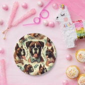 Vintager Boxer Hund nahtlos Pappteller (Party)