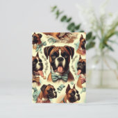 Vintager Boxer Hund nahtlos Postkarte (Stehend Vorderseite)
