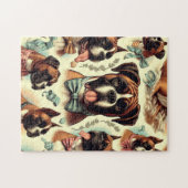 Vintager Boxer Hund nahtlos Puzzle (Horizontal)