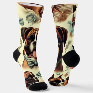 Vintager Boxer Hund nahtlos Socken