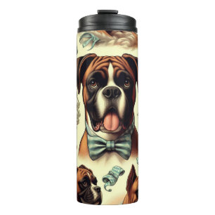 Vintager Boxer Hund nahtlos Thermosbecher