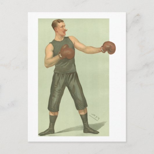 Vintager Boxer mit langen grünen Stämmen Postkarte (Vorderseite)