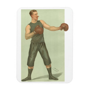 Vintager Boxer mit langes Grün-Stämmen Magnet