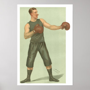 Vintager Boxer mit langes Grün-Stämmen Poster