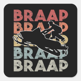Vintager Braap Schneemobil T - Shirt I Retro Schne Quadratischer Aufkleber
