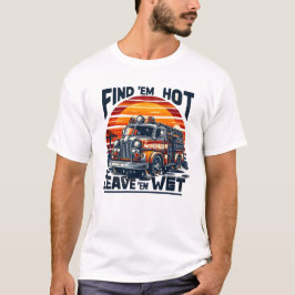 Vintager Brandschutztruck-Sunset-Grafik-T - Shirt