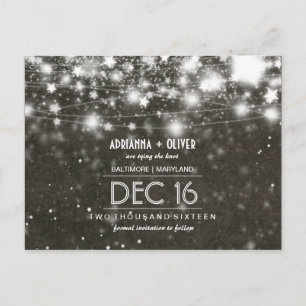 Vintager brauner Damast Glühsteine Save the Date Ankündigungspostkarte
