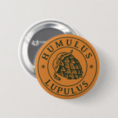 Vintager brauner dunkelgrüner Hop Bierbraun Art Button (Vorne & Hinten)
