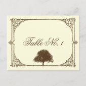 Vintager brauner Eichenbaum auf Creme Tischnummer (Vorderseite)