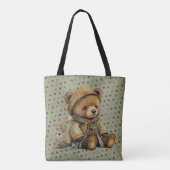 Vintager brauner Teddybär und Punkte Tasche (Rückseite)