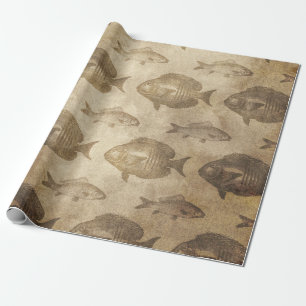 Vintager Braunfisch Geschenkpapier