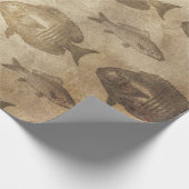 Vintager Braunfisch Geschenkpapier (Ecke)