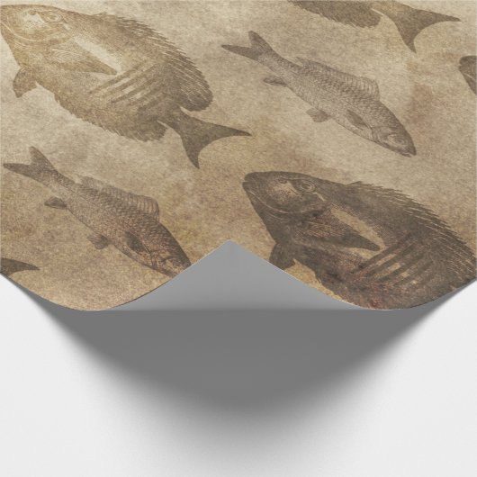 Vintager Braunfisch Geschenkpapier (Ecke)