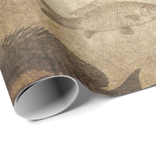 Vintager Braunfisch Geschenkpapier (Rolleneckpunkt)