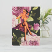 Vintager Brautparty Junggeselinnen-Abschied Einladung (Stehend Vorderseite)