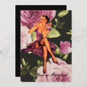 Vintager Brautparty Junggeselinnen-Abschied Einladung (Vorne/Hinten)