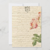 Vintager Brief und Rose zur Hochzeit Einladung (Rückseite)