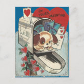 Vintager Briefkasten-HündchenValentine Feiertagspostkarte (Vorderseite)