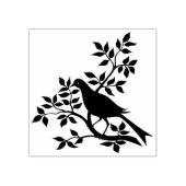 Vintager Briefmarke-Vogel auf Zweig Gummistempel (Prägung)