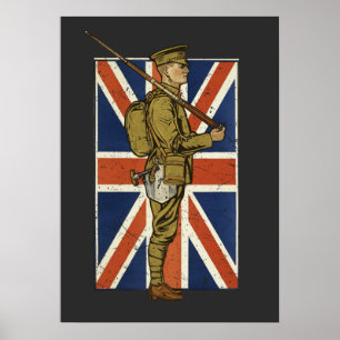 Vintager britischer Flaggensoldat Poster