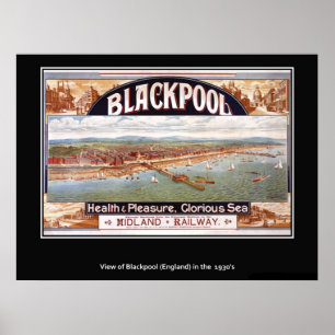 Vintager britischer Poster-Blackpool-Druck Poster