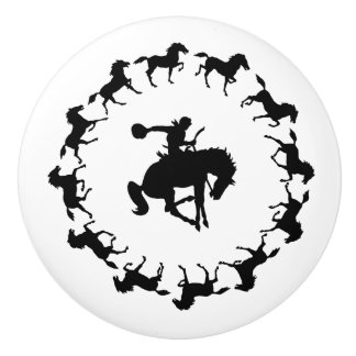 Vintager Bronc Cowboy Rider Draw Pull Keramikknauf