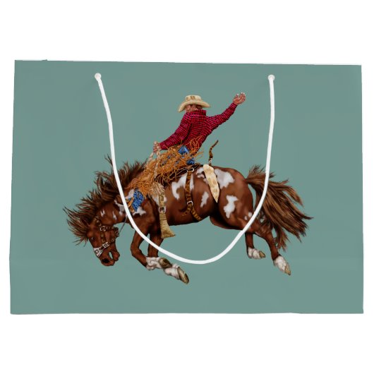 Vintager Broncofahrer Große Geschenktüte (Rückseite)