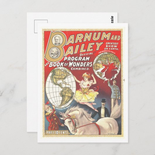 Vintager Bronum- und Bailey-Werbeaufsatz Postkarte (Vorne/Hinten)