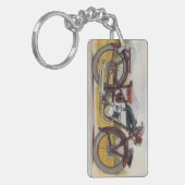 Vintager Bronzemotorrad-Druck Schlüsselanhänger (Vorderseite links)