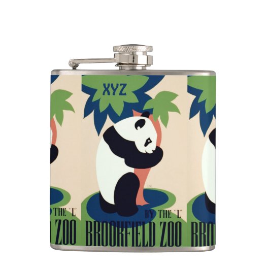 Vintager "Brookfield Zoo"-Ferkel Flachmann (Vorderseite)