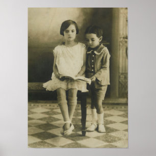 Vintager Bruder und Schwester Poster