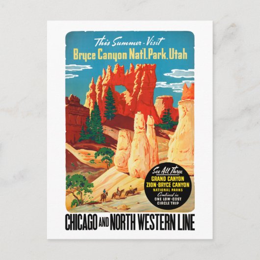 Vintager Bryce Canyon Nationalpark Utah Travel Pos Postkarte (Vorderseite)