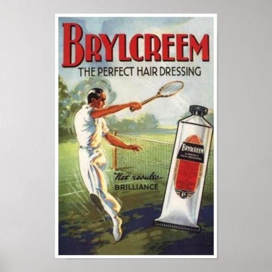 Vintager Brylcreem Man spielt Tennis Ad Poster (Vorne)