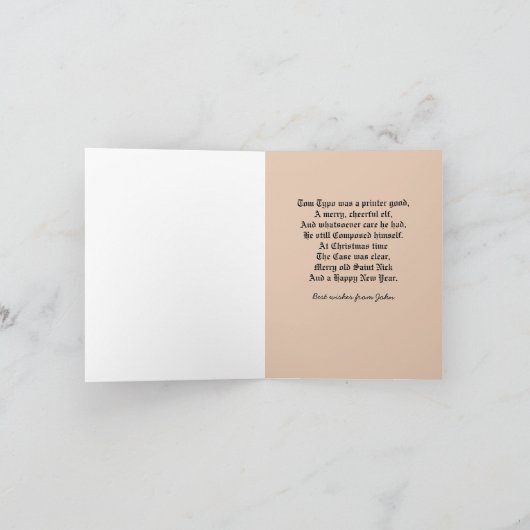 Vintager Buchdrucker Weihnachtskarte Feiertagskarte (Innenseite)