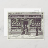 Vintager Buchladen Zeichnend 1891 Postkarte (Vorne/Hinten)
