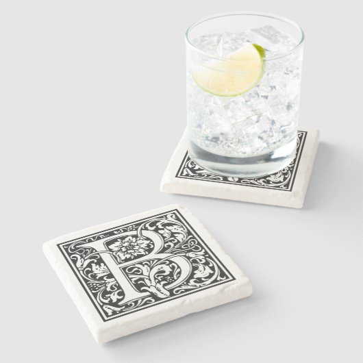 Vintager Buchstabe "B" Steinuntersetzer (Seitenansicht)