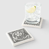 Vintager Buchstabe "C" Steinuntersetzer (Seitenansicht)