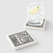 Vintager Buchstabe "F" Steinuntersetzer (Seitenansicht)