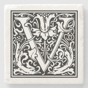 Vintager Buchstabe "V" Steinuntersetzer
