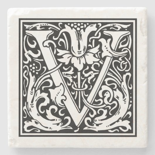 Vintager Buchstabe "V" Steinuntersetzer (Vorderseite)