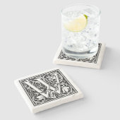 Vintager Buchstabe "W" Steinuntersetzer (Seitenansicht)