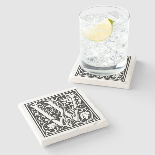 Vintager Buchstabe "W" Steinuntersetzer (Seitenansicht)