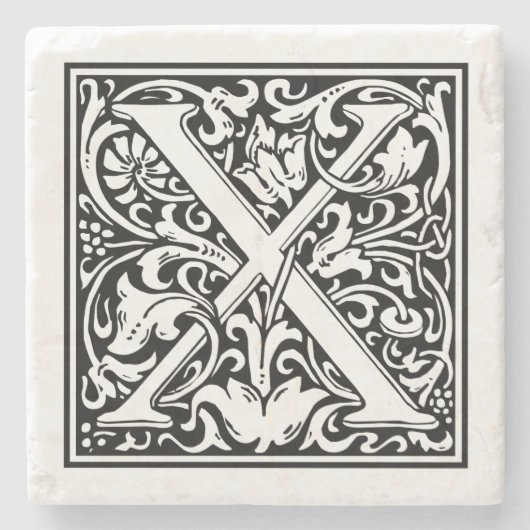 Vintager Buchstabe "X" Steinuntersetzer (Vorderseite)