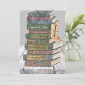 Vintager Buchstapel bemalt Einladungen für Hochzei (Stehend Vorderseite)