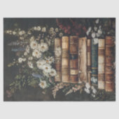 Vintager Buchstapel mit Wildblumen Seidenpapier (Vorderseite)