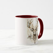 Vintager Buck mit Holly und Berries Weihnachten Tasse (VorderseiteRechts)