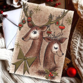 Vintager Buck und Doe Dee Weihnachten