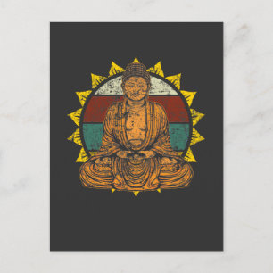 Vintager Buddha Meditation Spiritueller Yoga Postkarte
