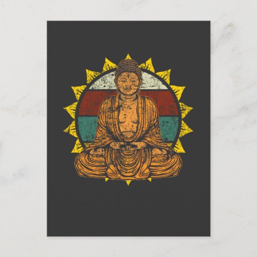 Vintager Buddha Meditation Spiritueller Yoga Postkarte (Vorderseite)