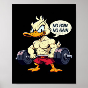 Vintager Buff Duck No Pain No Gain Gym Workout Car Poster